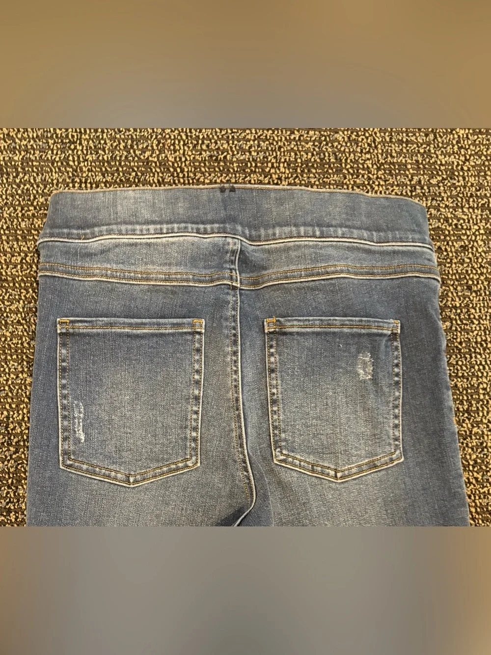 SPANX Light Blue Skinny Jeans with Subtle Distress